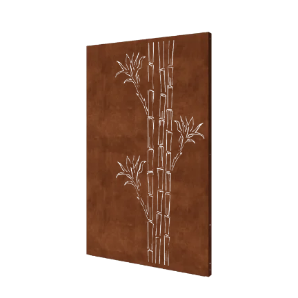 Panneau décoratif en acier Corten - Bambou - 120 x 6 x 190 cm