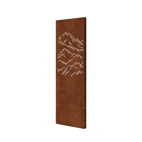 Panneau décoratif en acier Corten - Montagnes 1 - 60 x 6 x 190 cm