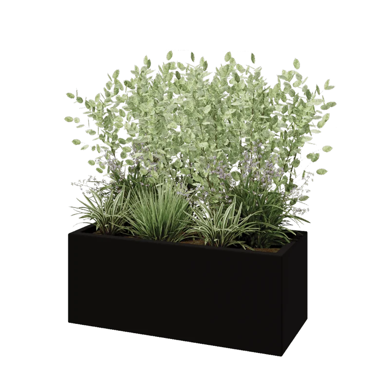 Jardinière en polyester - Rectangle - 100 x 40 x 40 cm - RAL9005 mat (noir) - Avec fond