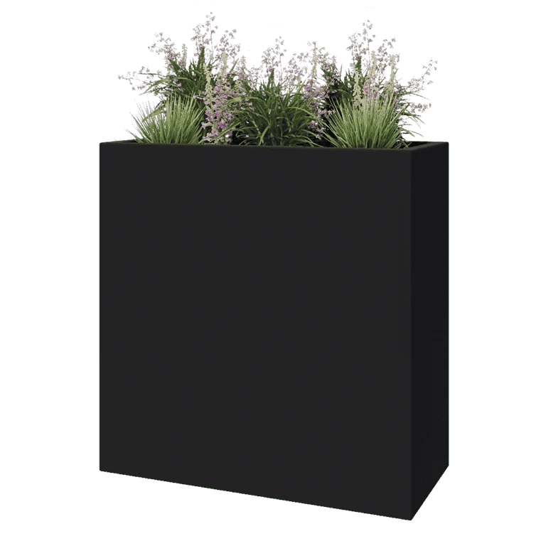 Jardinière en polyester - Rectangle - 100 x 40 x 100 cm - RAL7021 mat (gris noir) - Avec fond