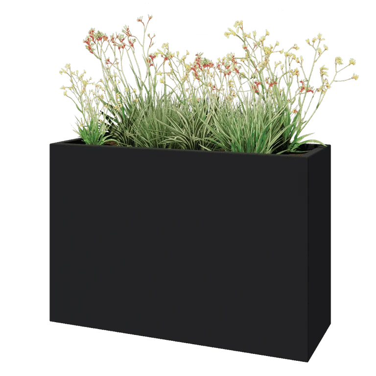 Jardinière en polyester - Rectangle - 120 x 40 x 80 cm - RAL7021 mat (gris noir) - Avec fond