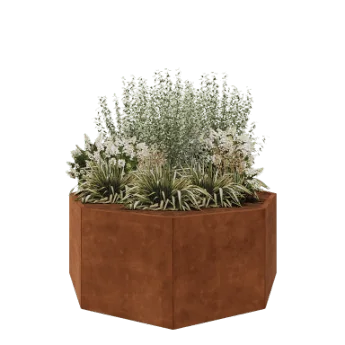Jardinière en acier Corten - Octogone - 168,6 x 168,6 x 70 cm - Sanc plaque de fond