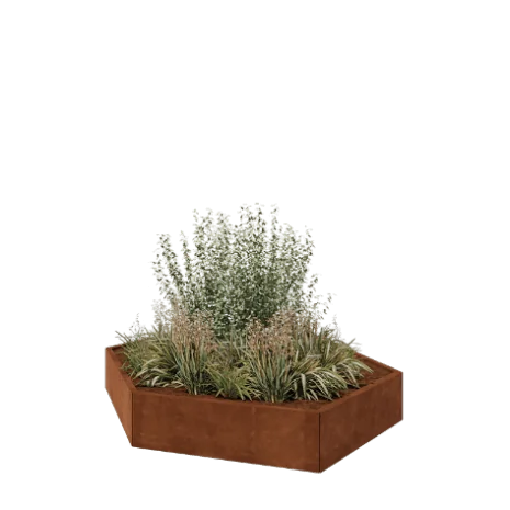 Jardinière en acier Corten - Hexagone - 199,3 x 173,2 x 30 cm - Sanc plaque de fond