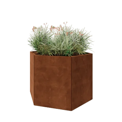 Jardinière en acier Corten - Hexagone - 119,3 x 103,9 x 80 cm - Sanc plaque de fond