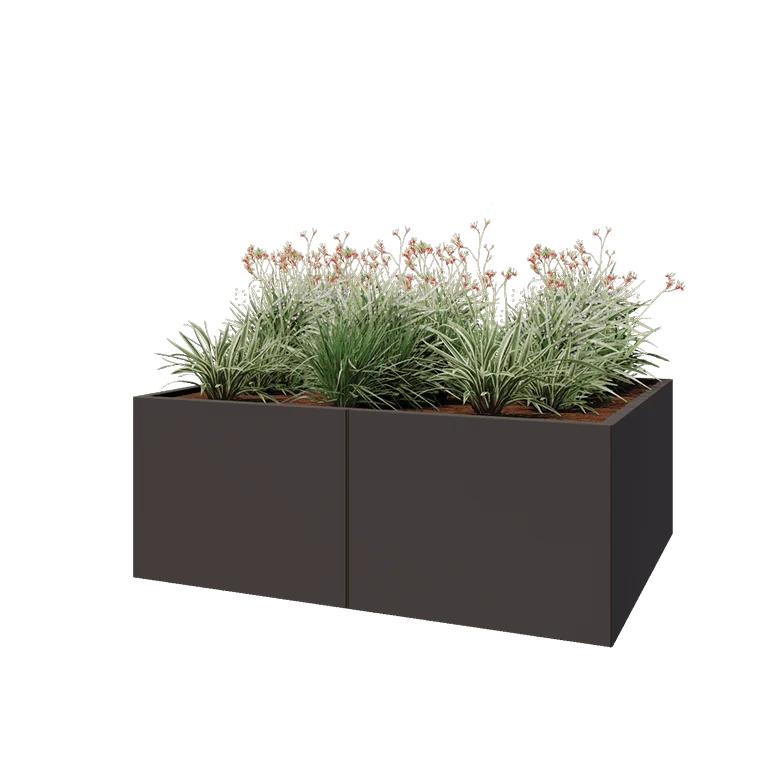 Jardinière XXL en acier - Rectangle - 160 x 120 x 60 cm - RAL7016 mat (gris anthracite) - Sanc plaque de fond
