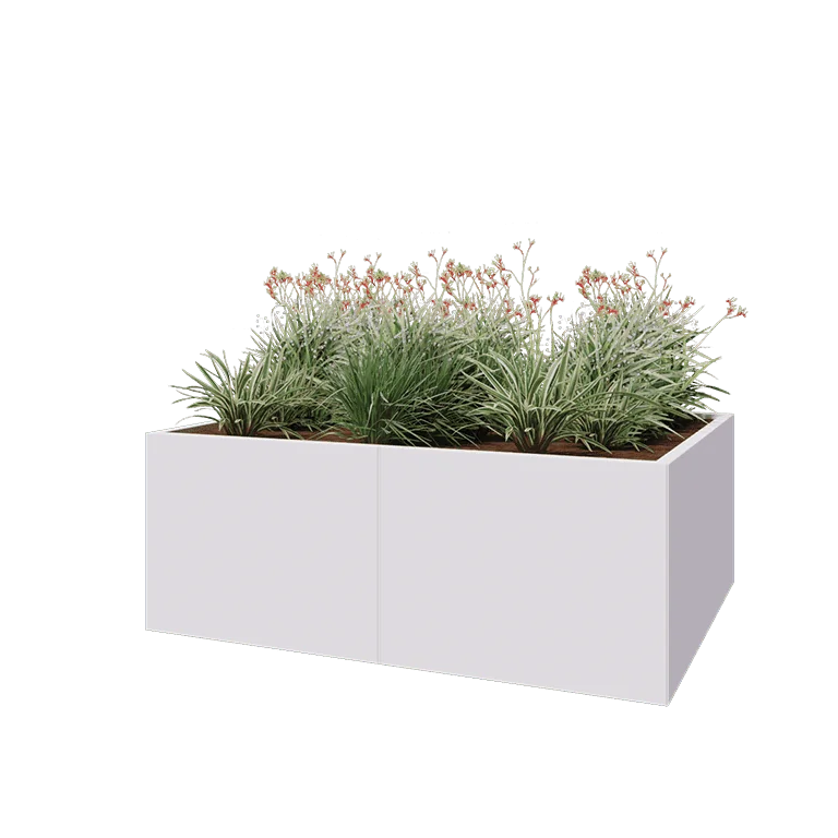 Jardinière XXL en acier - Rectangle - 160 x 120 x 60 cm - RAL9010 mat (blanc) - Sanc plaque de fond