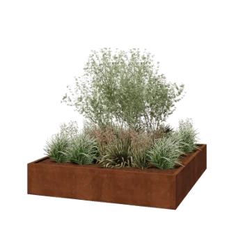 Jardinière en acier Corten - Carré - 200 x 200 x 40 cm - Soudé - Sanc plaque de fond