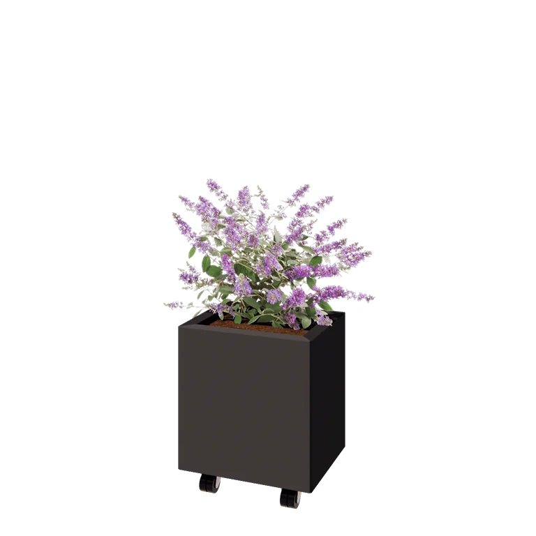 Jardinière en acier - Rectangle - 40 x 30 x 40 cm - Autre couleur RAL - Avec plaque de fond - Avec roulettes