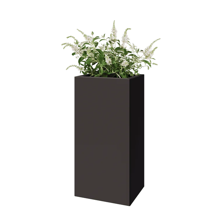 Jardinière en acier - Rectangle - 40 x 30 x 80 cm - Autre couleur RAL - Avec plaque de fond