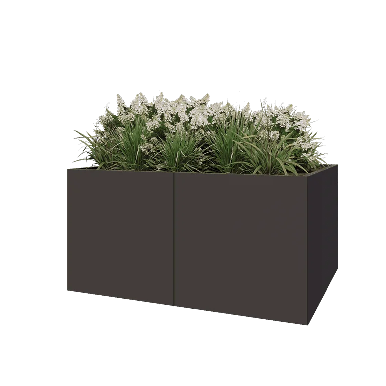 Jardinière XXL en acier - Rectangle - 160 x 120 x 80 cm - Autre couleur RAL - Avec plaque de fond