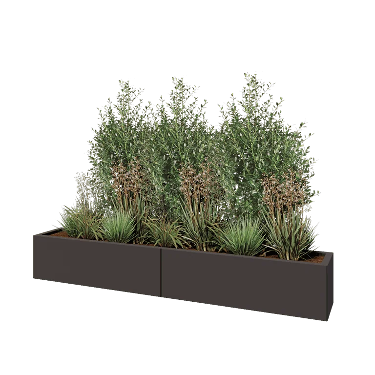 Jardinière XXL en acier - Rectangle - 200 x 30 x 30 cm - Autre couleur RAL - Sanc plaque de fond