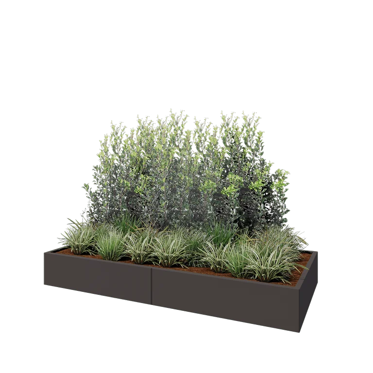 Jardinière XXL en acier - Rectangle - 240 x 100 x 30 cm - RAL7016 mat (gris anthracite) - Sanc plaque de fond
