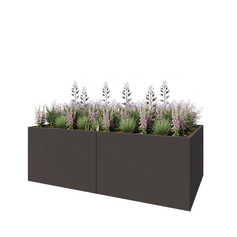 Jardinière XXL en acier - Rectangle - 240 x 120 x 80 cm - RAL7016 mat (gris anthracite) - Sanc plaque de fond