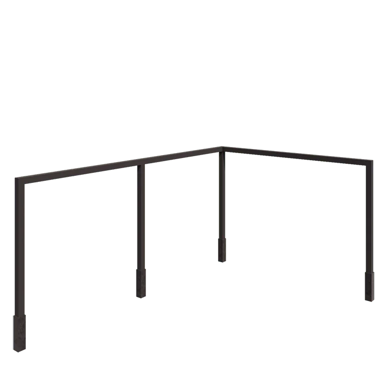 Pergola en acier - Angle - 600 x 412 x 230 cm - RAL7016 mat (gris anthracite) - Avec plot béton