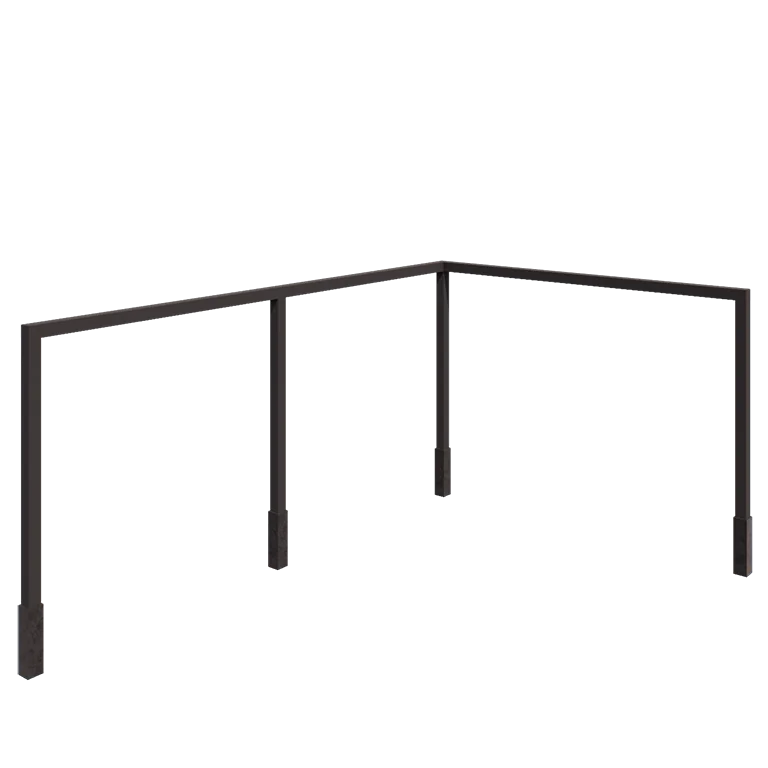 Pergola en acier - Angle - 600 x 412 x 230 cm - Autre couleur RAL - Avec plot béton