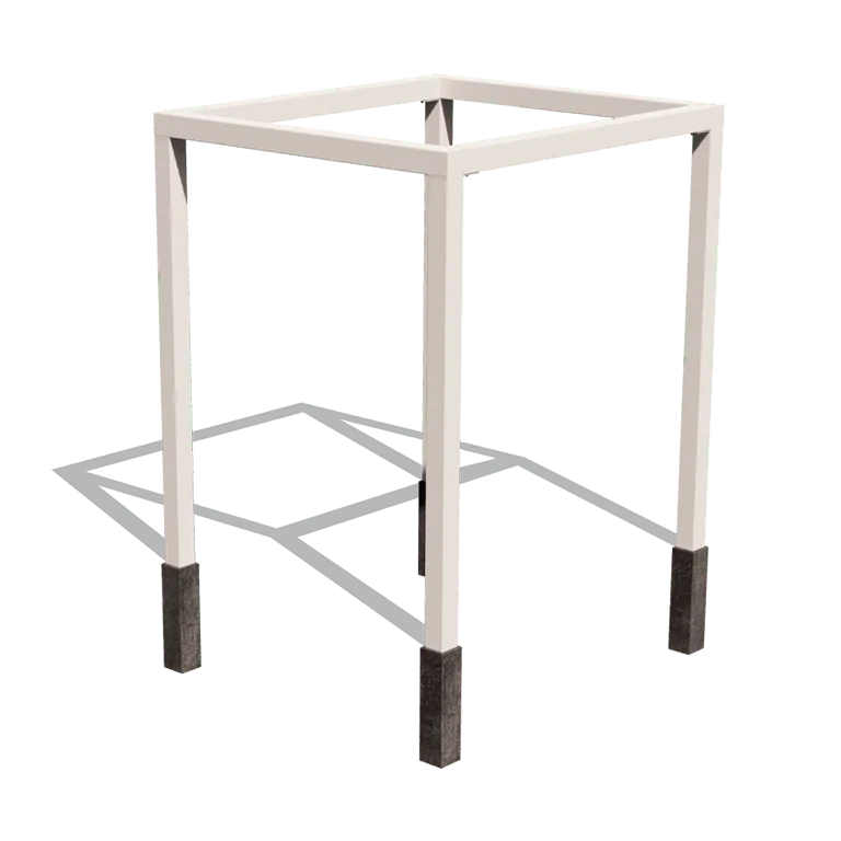 Pergola en acier - Carré - 224 x 200 x 230 cm - RAL9010 mat (blanc) - Avec plot béton