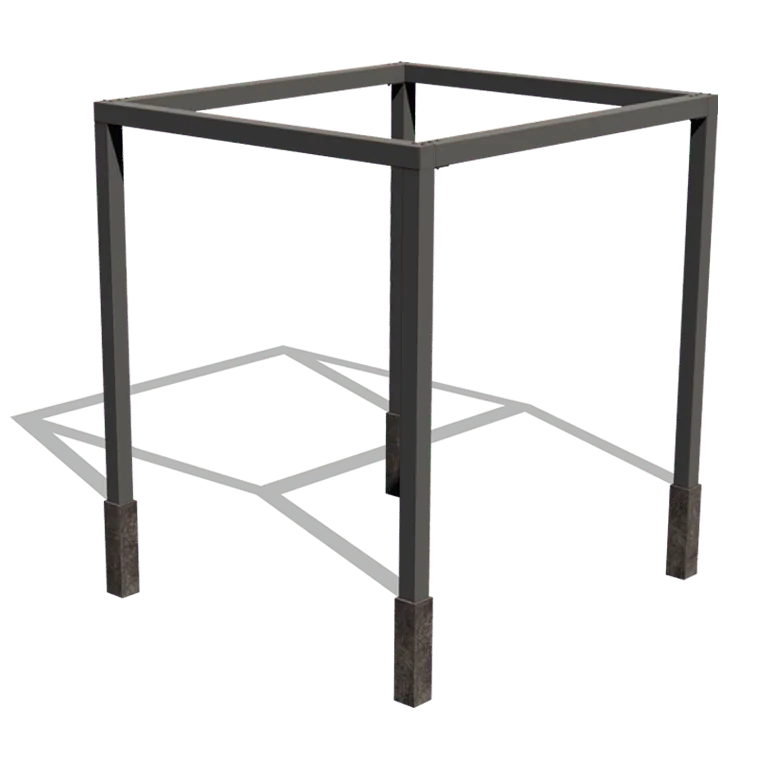 Pergola en acier - Carré - 274 x 250 x 230 cm - RAL9005 mat (noir) - Avec plot béton