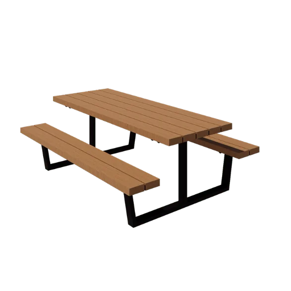Table de pique-nique en acier - Georgia M - 200 x 163 x 75 cm - Avec du bois Douglas