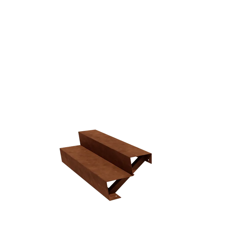 Escalier de jardin en acier Corten - 2-marches - 48 x 120 x 34 cm