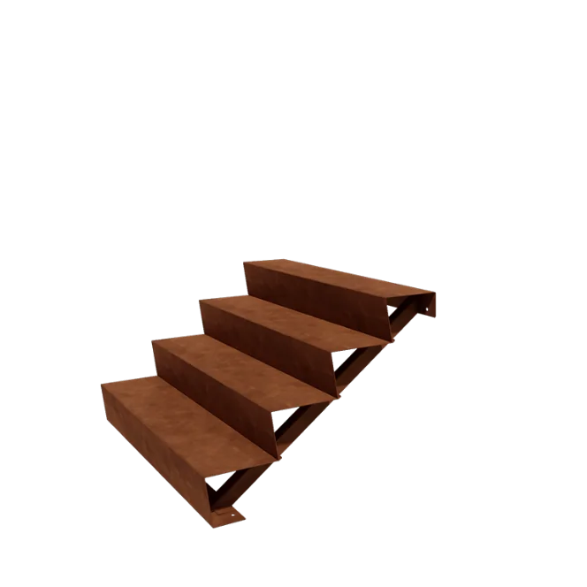Escalier de jardin en acier Corten - 4-marches - 96 x 120 x 68 cm