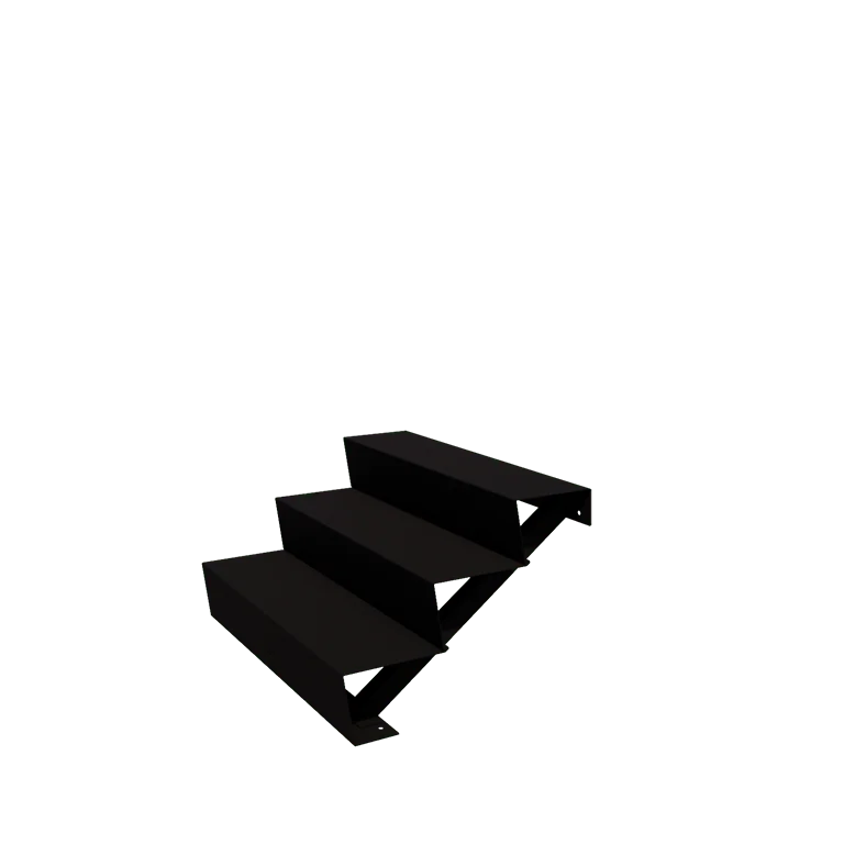 Escalier de jardin en acier - 3-marches - 72 x 100 x 51 cm - RAL9005 mat (noir)