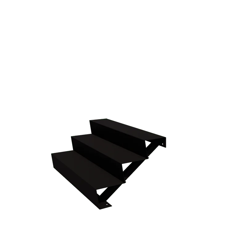 Escalier de jardin en acier - 3-marches - 72 x 120 x 51 cm - RAL9005 mat (noir)
