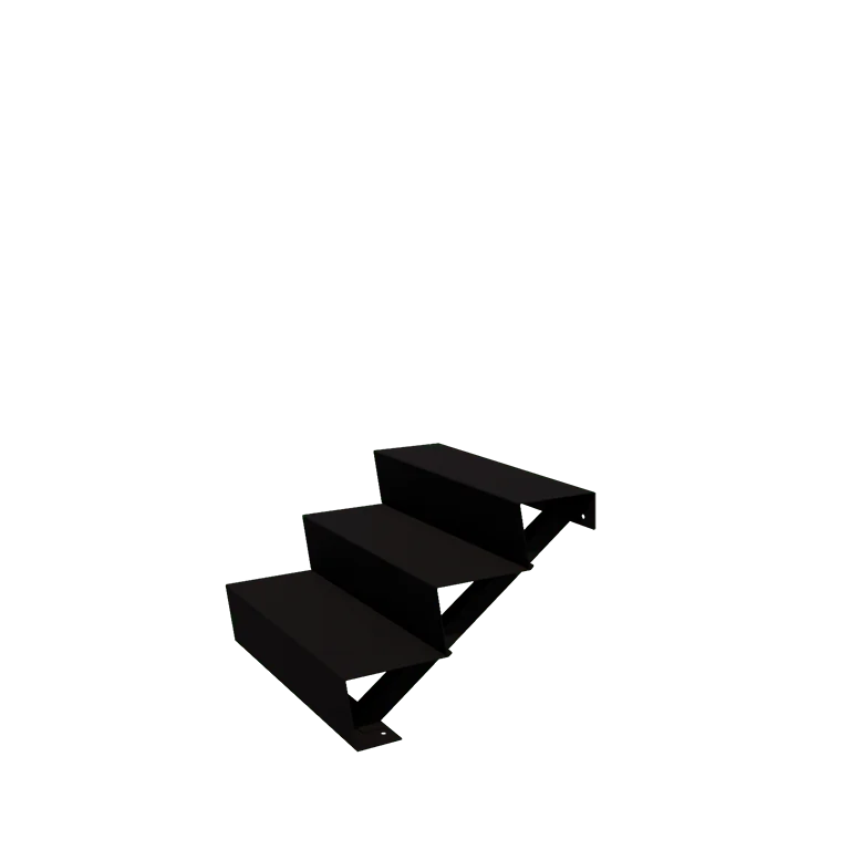 Escalier de jardin en acier - 3-marches - 72 x 80 x 51 cm - RAL9005 mat (noir)