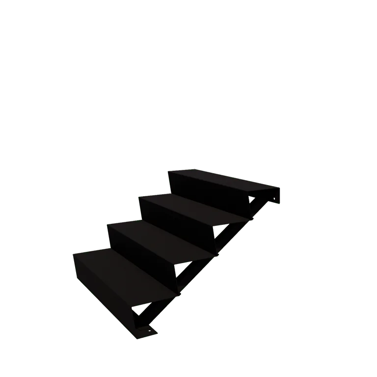 Escalier de jardin en acier - 4-marches - 96 x 100 x 68 cm - RAL9005 mat (noir)
