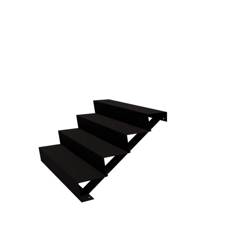 Escalier de jardin en acier - 4-marches - 96 x 120 x 68 cm - RAL9005 mat (noir)
