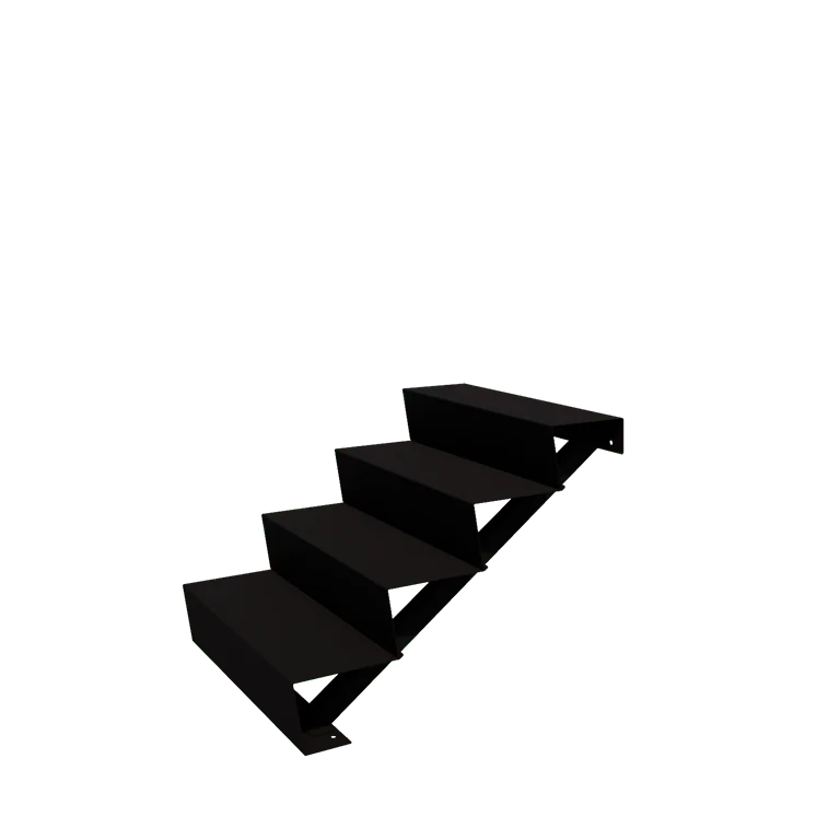 Escalier de jardin en acier - 4-marches - 96 x 80 x 68 cm - RAL9005 mat (noir)