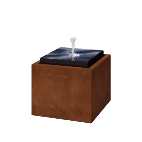 Tables d'eau en acier Corten - Orin - 50 x 50 x 40 cm - Avec éclairage LED