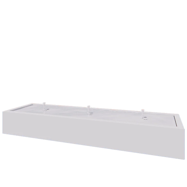 Tables d'eau en aluminium - Lyra - 300 x 80 x 40 cm - RAL9010 mat (blanc) - Avec éclairage LED