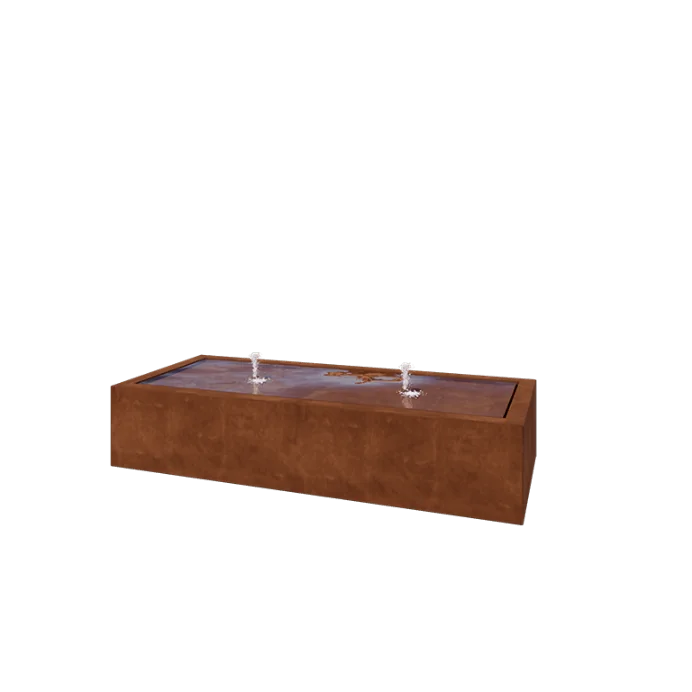 Tables d'eau en acier Corten - Lyra - 200 x 80 x 40 cm - Avec éclairage LED